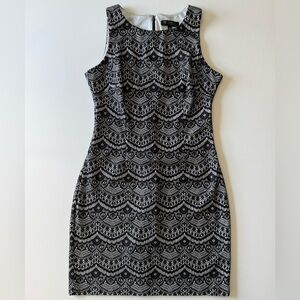 Guess Lace Dress Size 6, Black & White Knee Length Sleeveless Elegant Sexy 2/$25